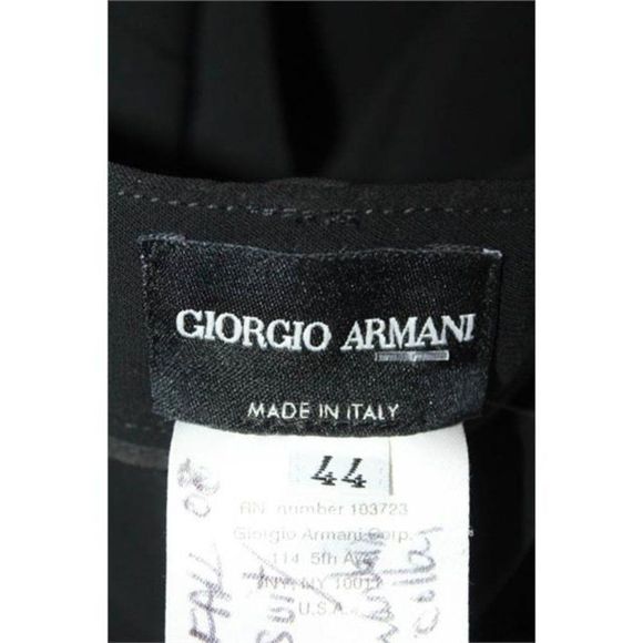 Giorgio Armani Black Stitch Trim Straight Leg Dress Pants - Picture 5 of 8